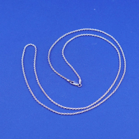 30”, 2mm, vintage Sterling silver handmade necklace, 925 rope chain