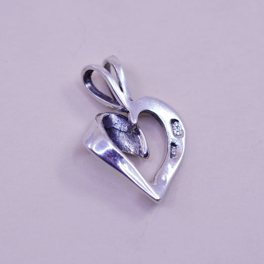 vintage sterling silver handmade pendant, China 925 heart with marcasite