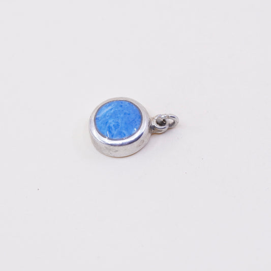 Native American sterling 925 silver handmade pendant with circle sodalite
