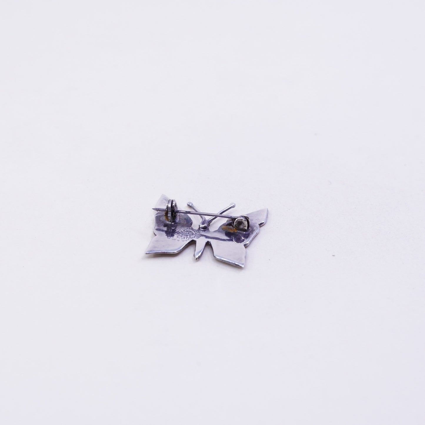 Antique Sterling silver handmade brooch, 925 butterfly brooch with abalone