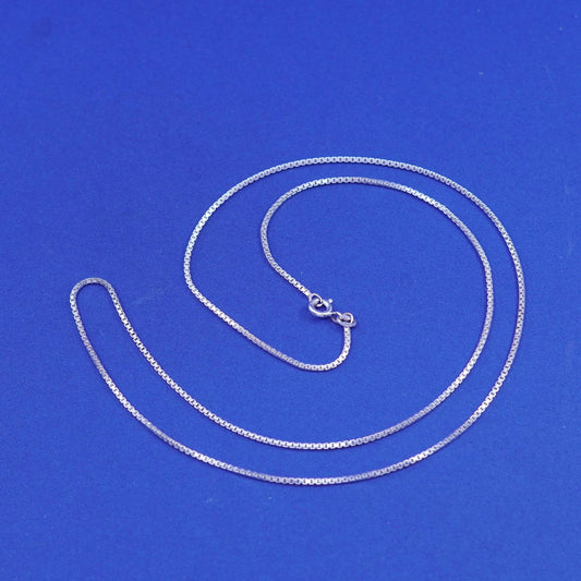 24”, 1mm, vintage Sterling silver handmade necklace, 925 box chain