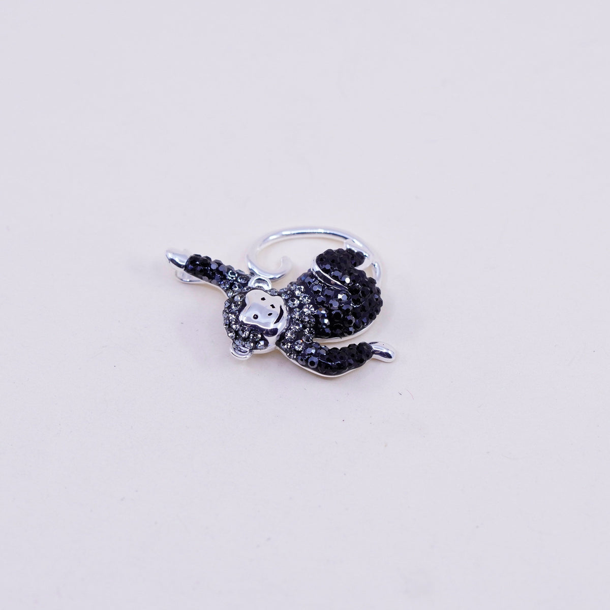 Sterling silver handmade pendant, 925 monkey with cluster Swarovski pendant
