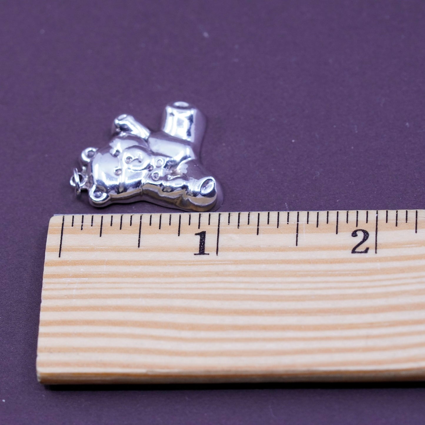 Vintage sterling silver handmade pendant, 925 teddy bear pendant