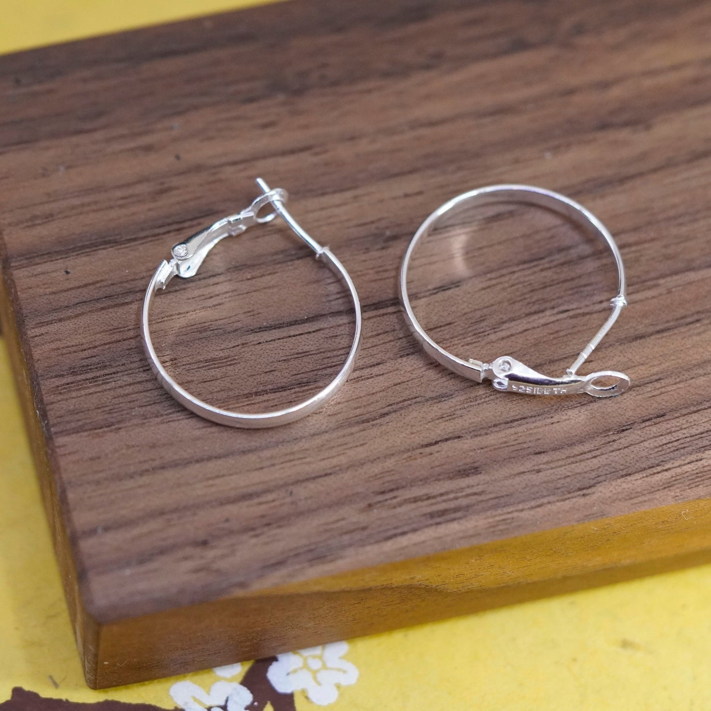 1”, Vintage Sterling silver handmade earrings, 925 hoops