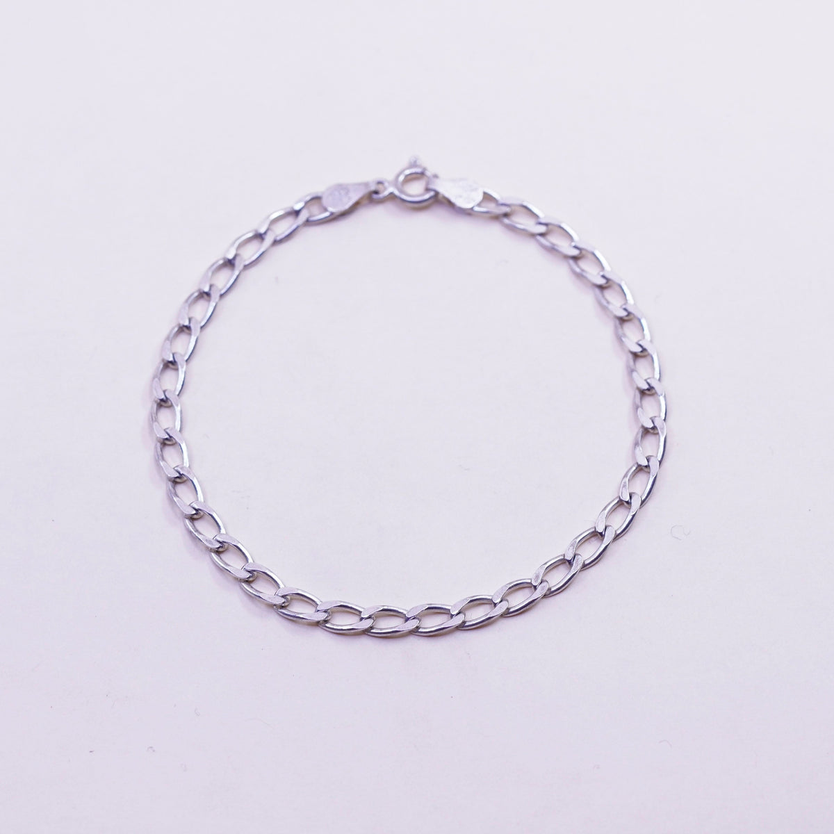 7.25”, Vintage milor sterling silver flatten curb bracelet bold 925 men’s chain
