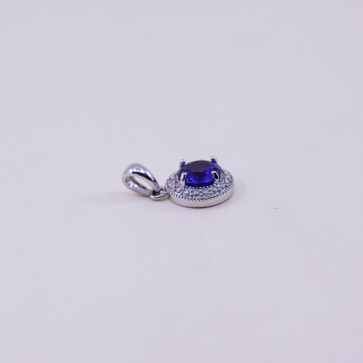 vintage sterling 925 silver handmade pendant with topaz and diamond