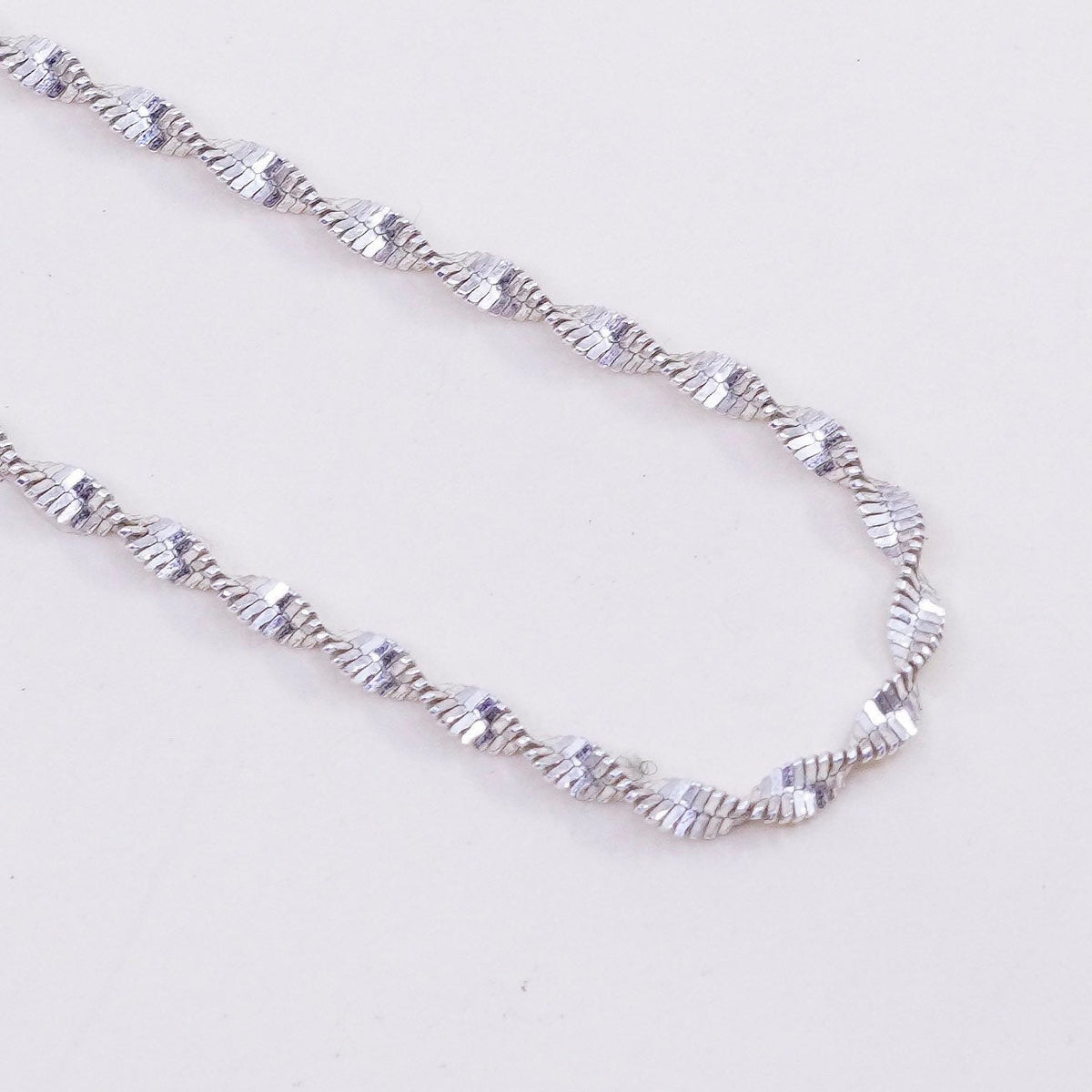 18”, 2mm, vintage Sterling silver necklace, 925 twisted herringbone chain