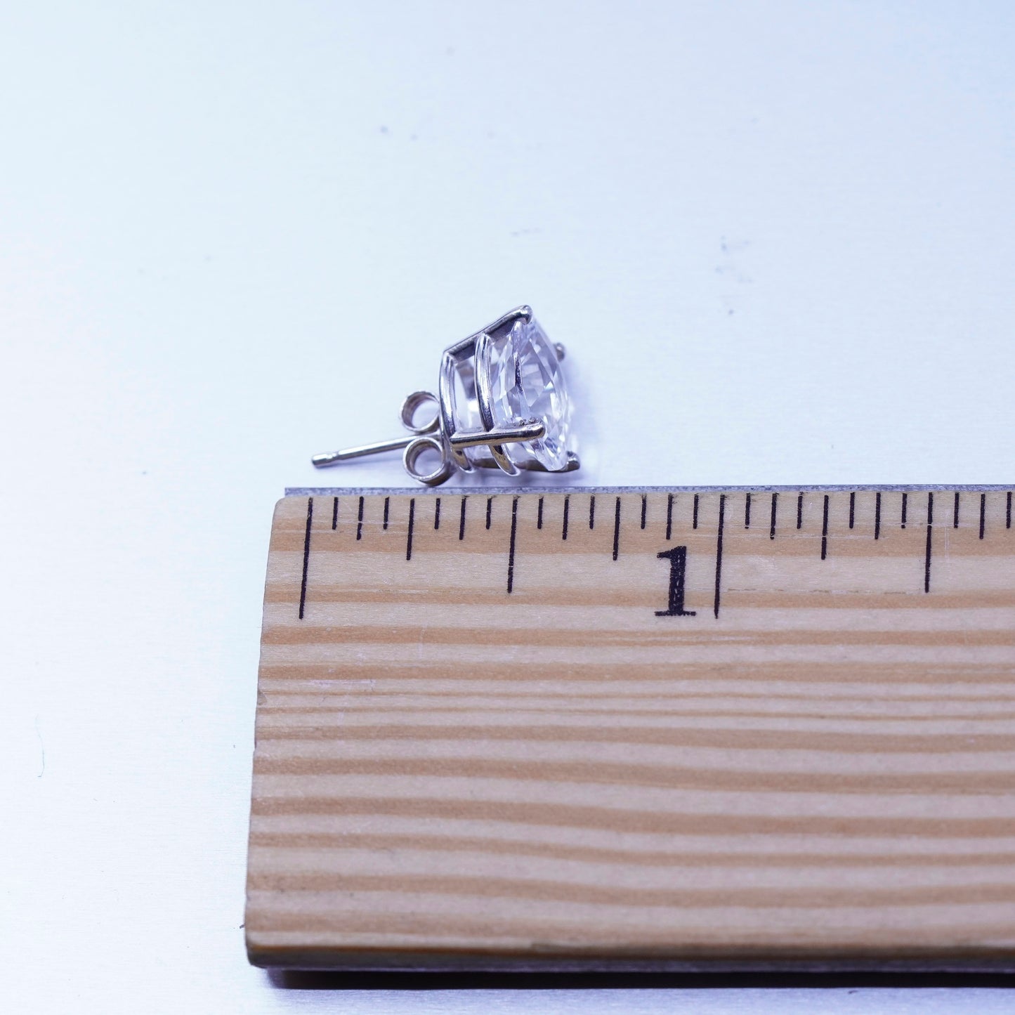 9mm, Vintage Sterling 925 silver earrings, studs with oval Cz inlay