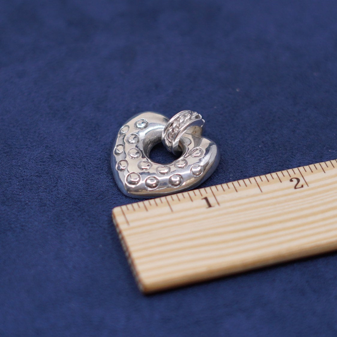 vtg Sterling silver handmade pendant, mexico 925 heart, stamped 925