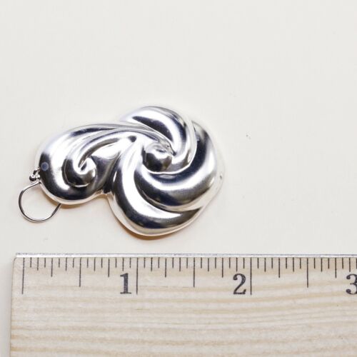 Vintage Sterling Silver Handmade Earrings, 925 Silver Swirl Whirly Dangles