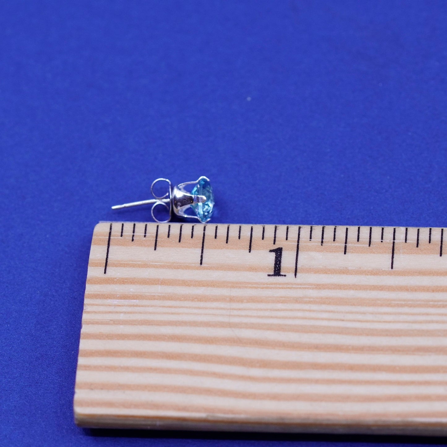 Vintage Sterling silver handmade earrings, 925 studs with topaz