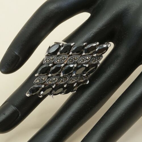 Sz 8.5, Vtg Sterling Silver handmade Ring, 925 Silver W/ Ovsidjan n marcasite