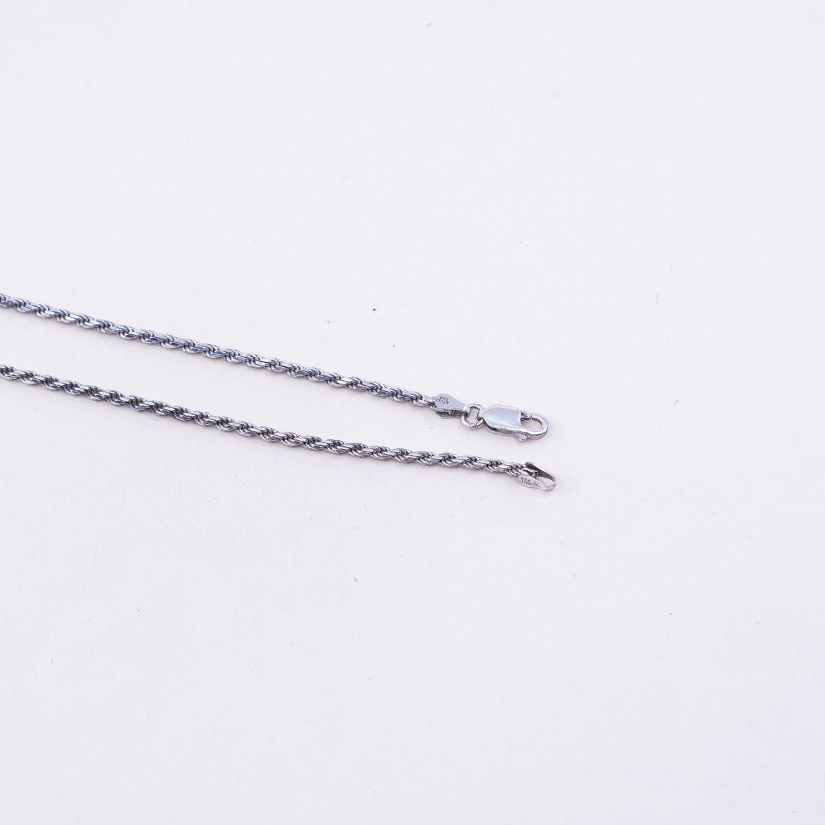 24”, 2mm, vintage Italy Sterling silver necklace, 925 diamond cut rope chain