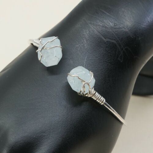7.25” Sterling Silver 925 Vintage Antique Cuff Handmade Bracelet W/ Crystal Ends