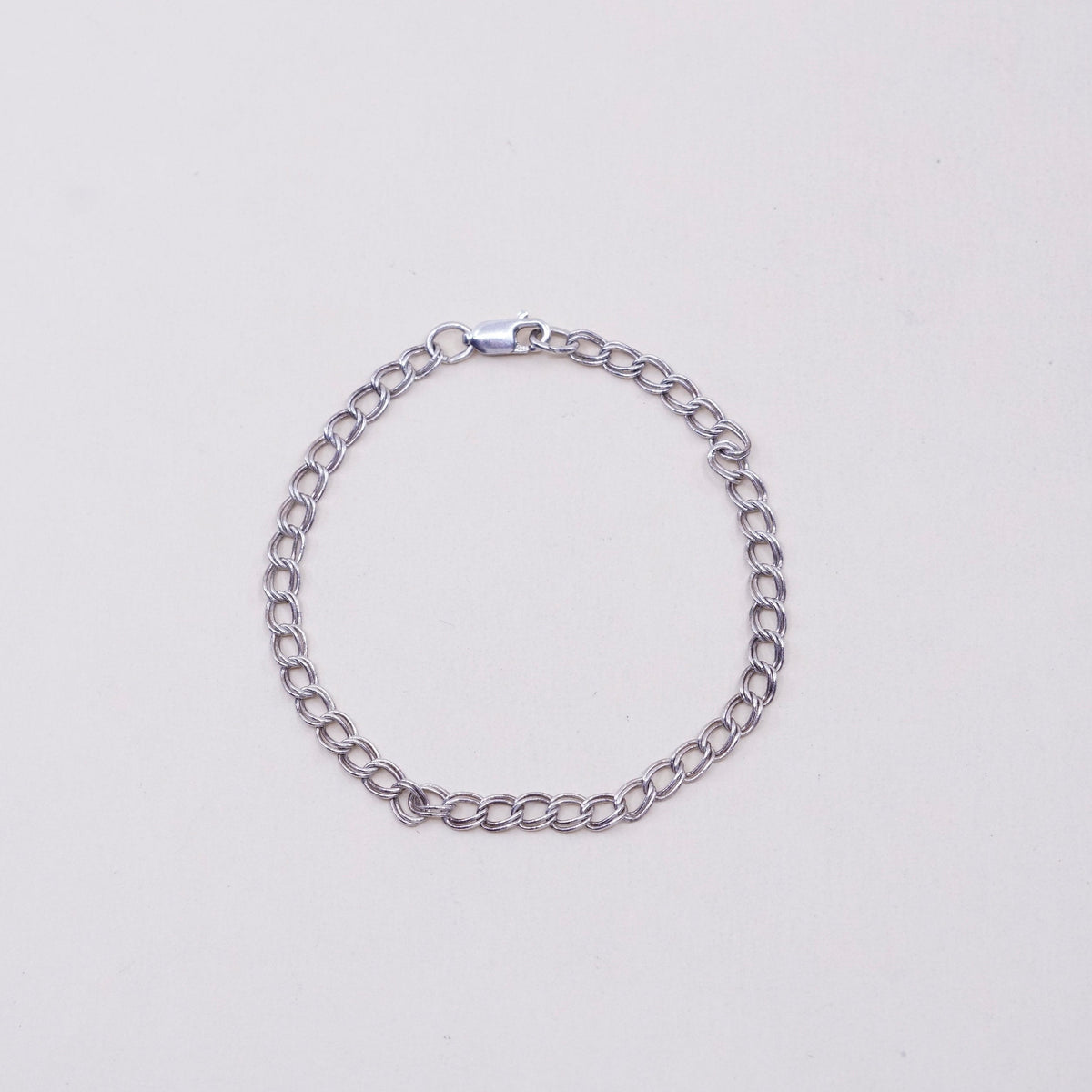 6.75”, 3mm, Vintage sterling silver double curb chain, 925 bracelet