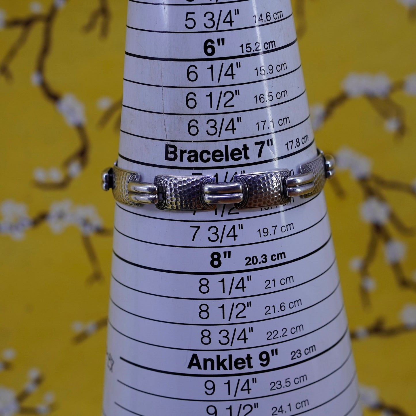 7.25”, Germany Sterling silver handmade bracelet, Italy 835 hammered chain