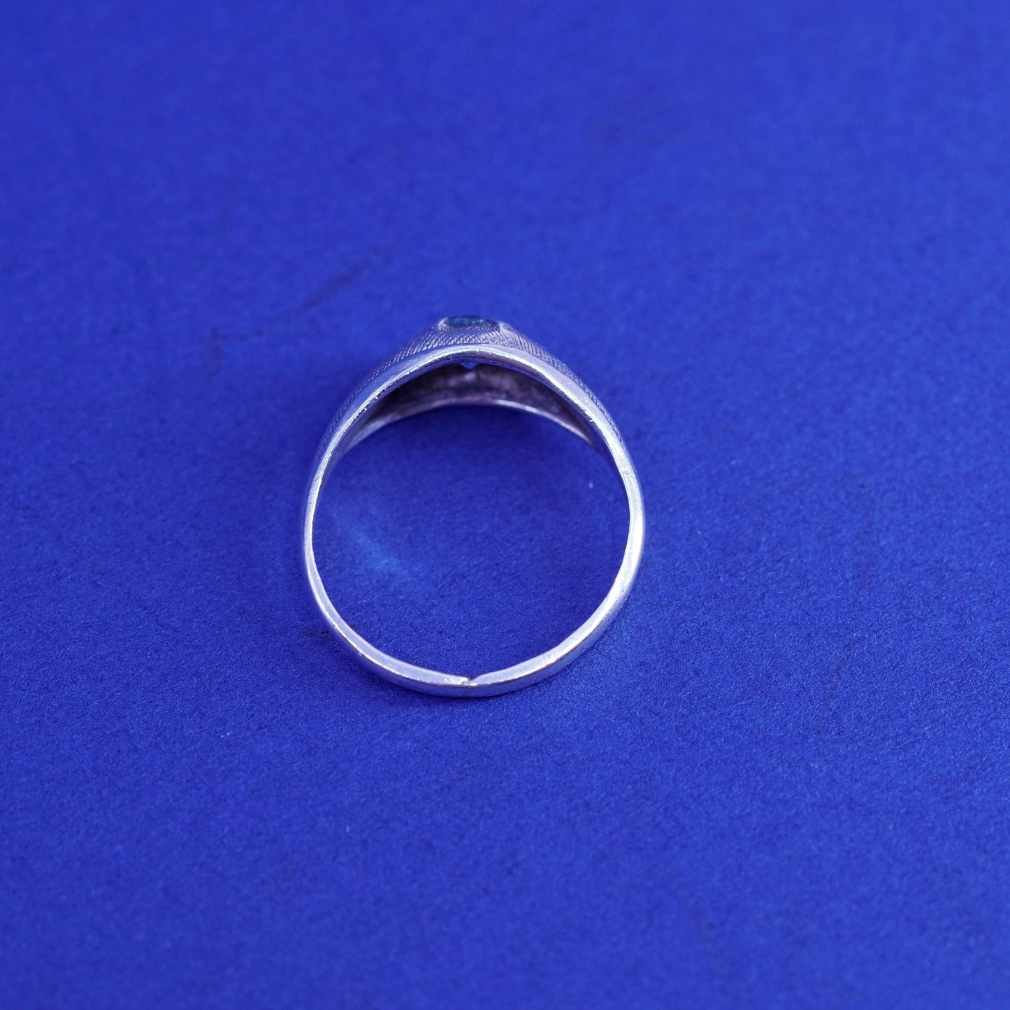 Size 3.5, vintage Sterling silver handmade ring, 925 stackable ring with topaz