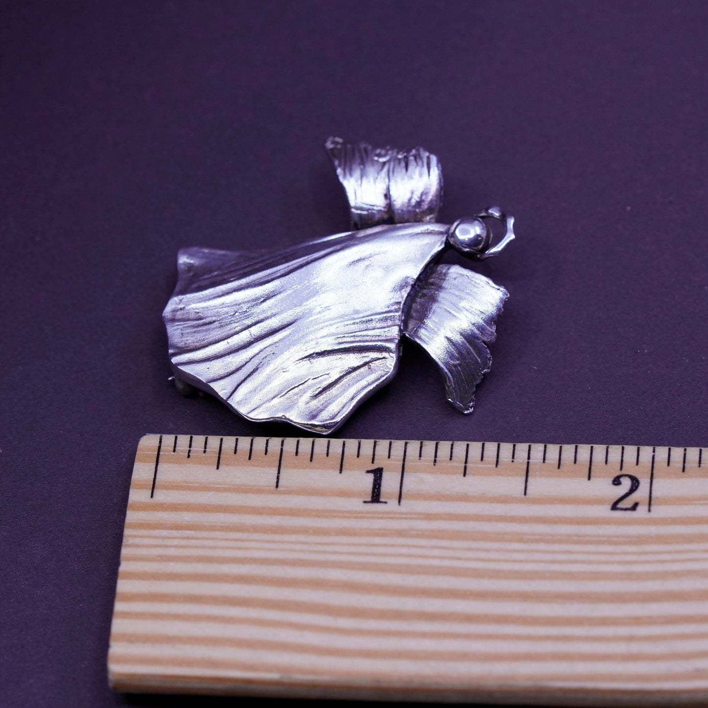 Vintage handmade sterling 925 silver modern abstract angel brooch