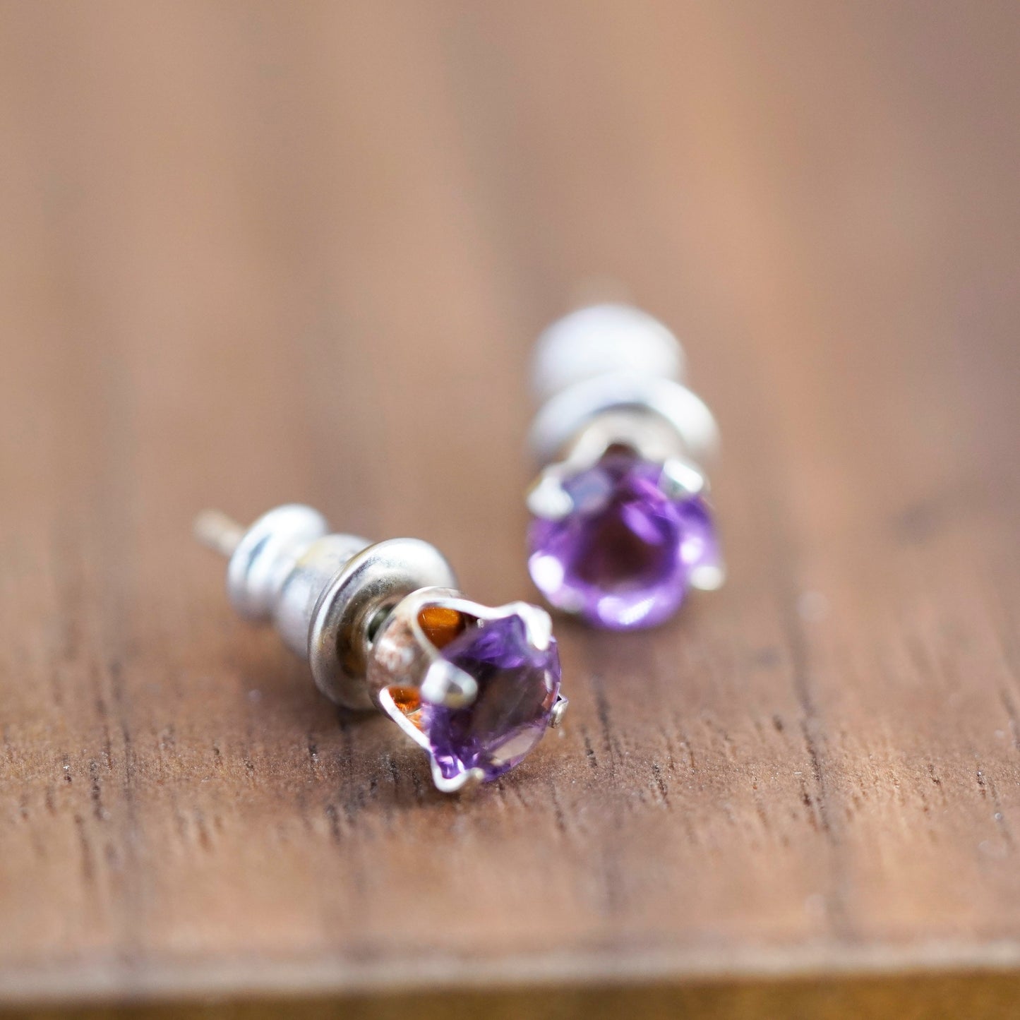 Vintage Sterling 925 silver amethyst studs, earrings