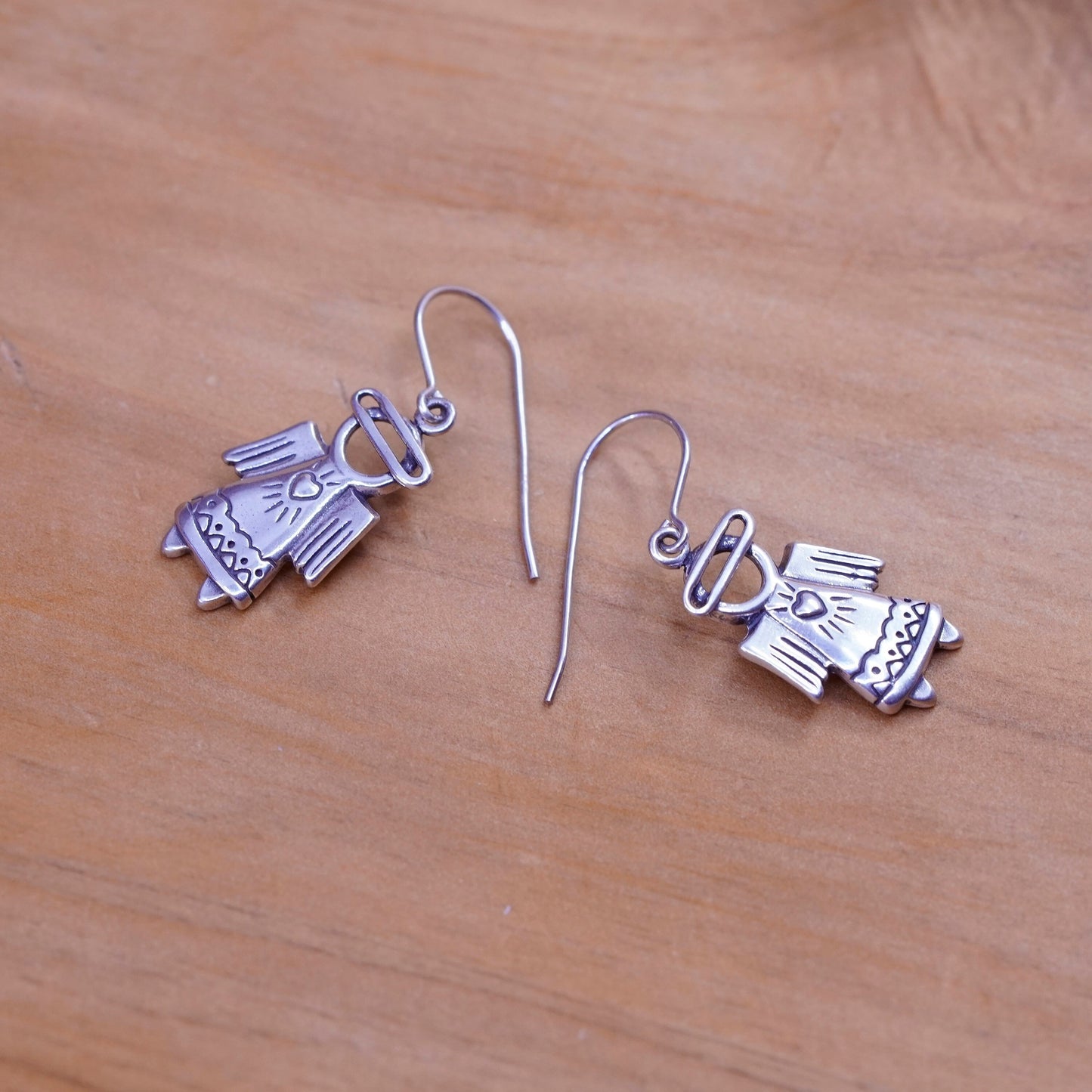 Vintage southwestern Sterling 925 silver handmade Angel earrings