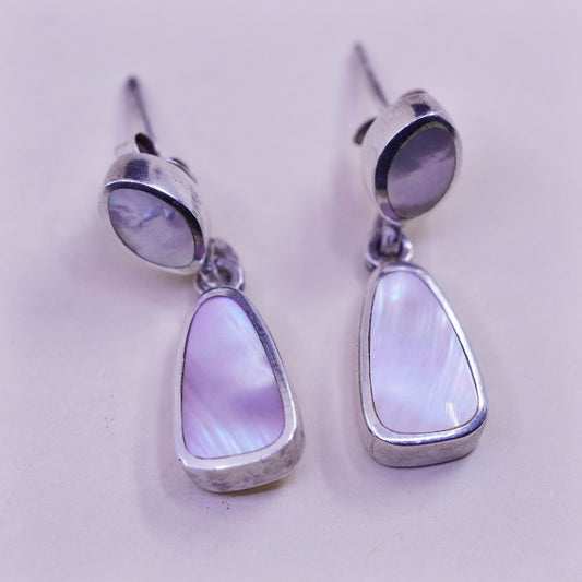 Vintage sterling 925 silver handmade earrings with mother of pearl