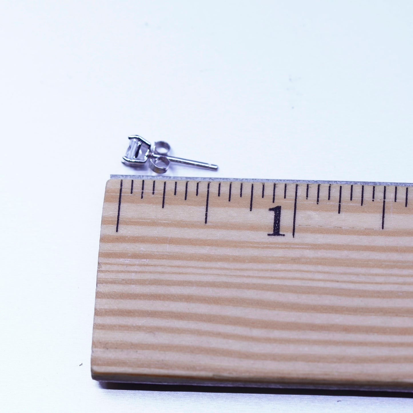 Vintage Sterling 925 silver earrings, square studs with Cz inlay