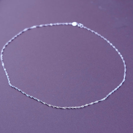 18",, vintage sterling silver necklace, oxidized 925 twisted curb chain