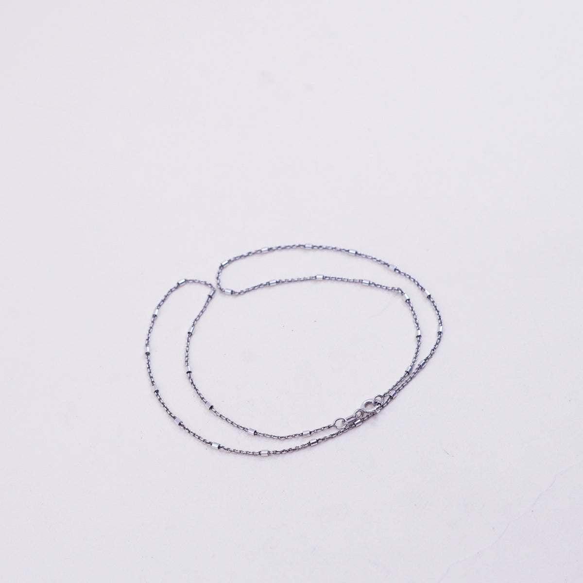 16”, 1mm, Vintage sterling silver beads chain, 925 necklace