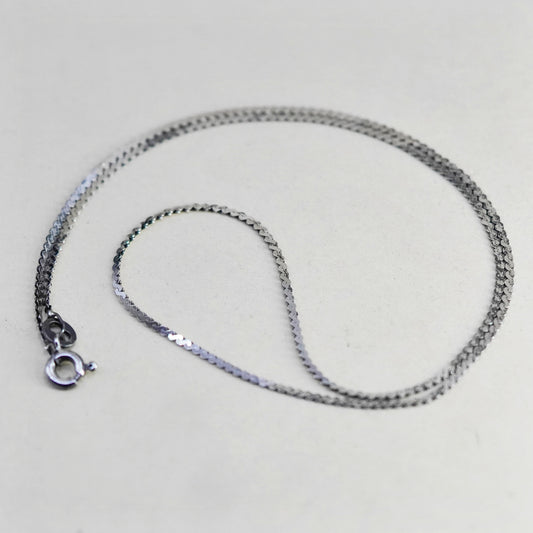 14”, 1mm, Vintage Italy sterling silver 925 s link chain, necklace