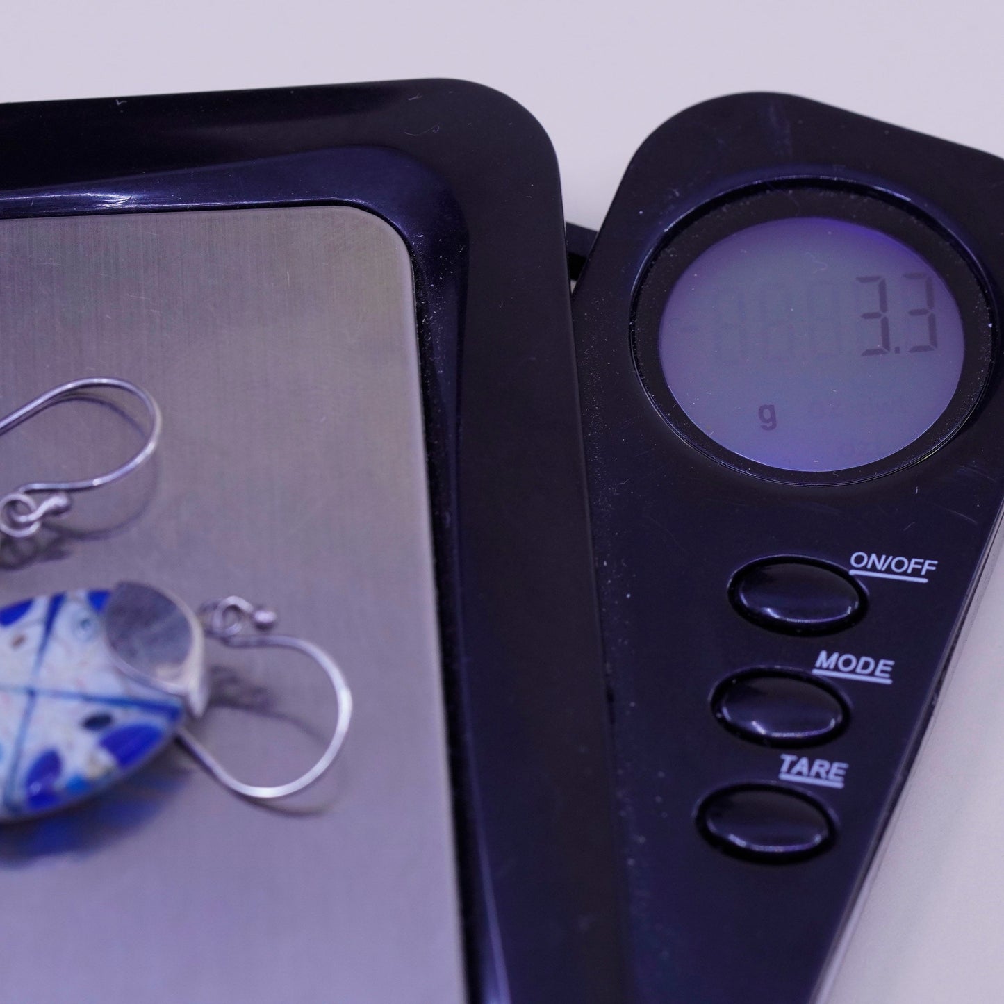 Vintage Mexico sterling 925 silver handmade earrings with blue resin
