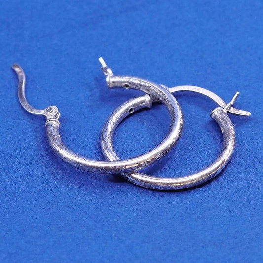 0.75”, vtg Sterling silver handmade earrings, 925 hoops, huggie
