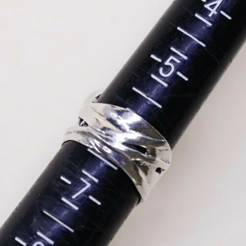 Sz 6, Vtg Sterling Silver Handmade Ring, 925 Silver Wrinklly Band W Smoky topaz