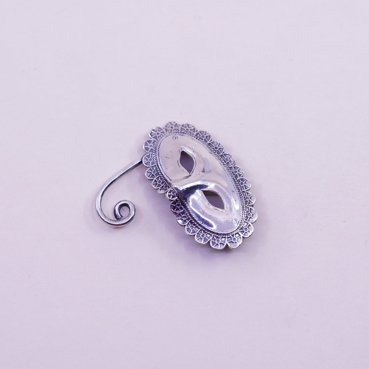 Lang Sterling 925 silver Madi Gras Theater Mask Tie Tack Pin Brooch Eye Mask