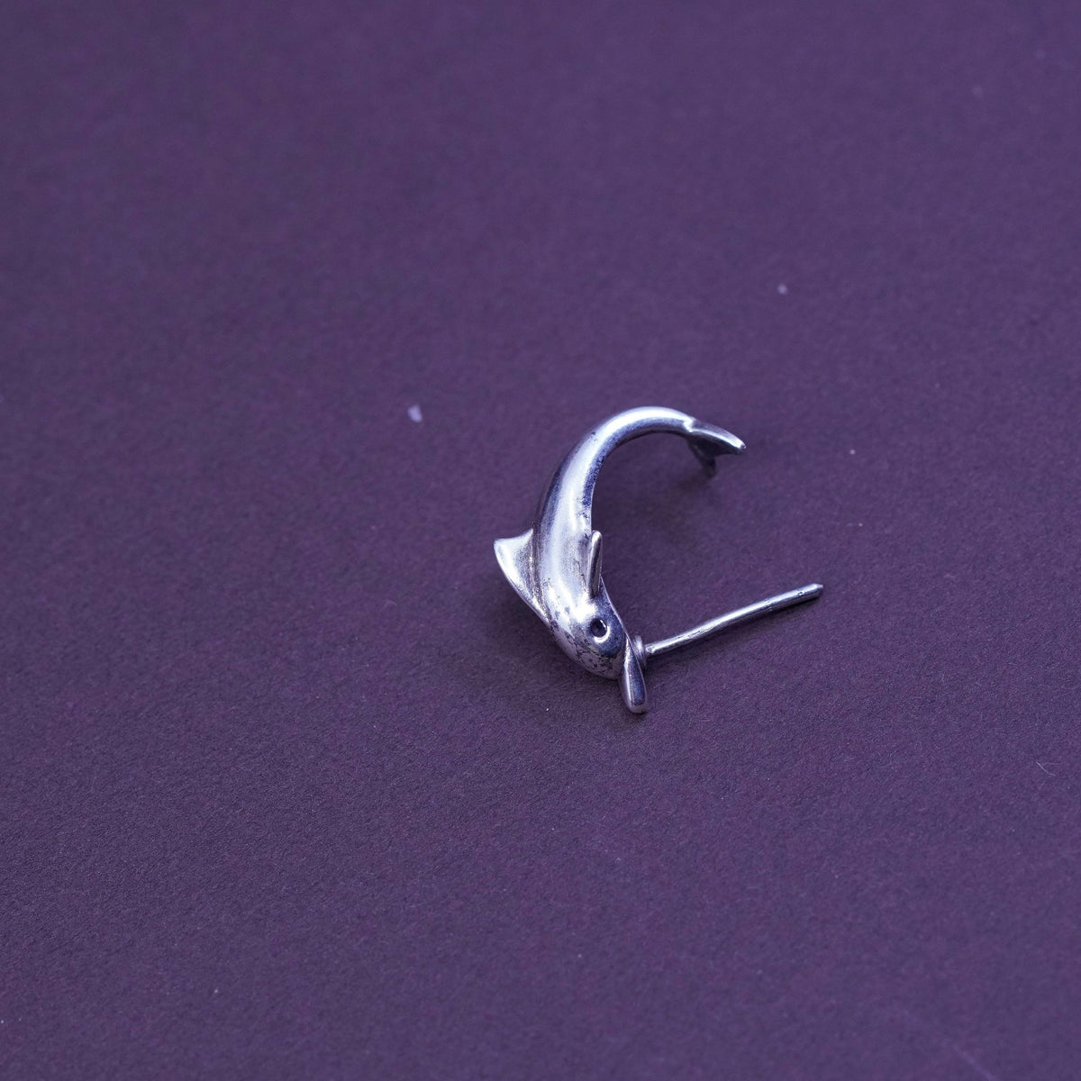 Vintage Sterling silver handmade earrings, 925 dolphin studs