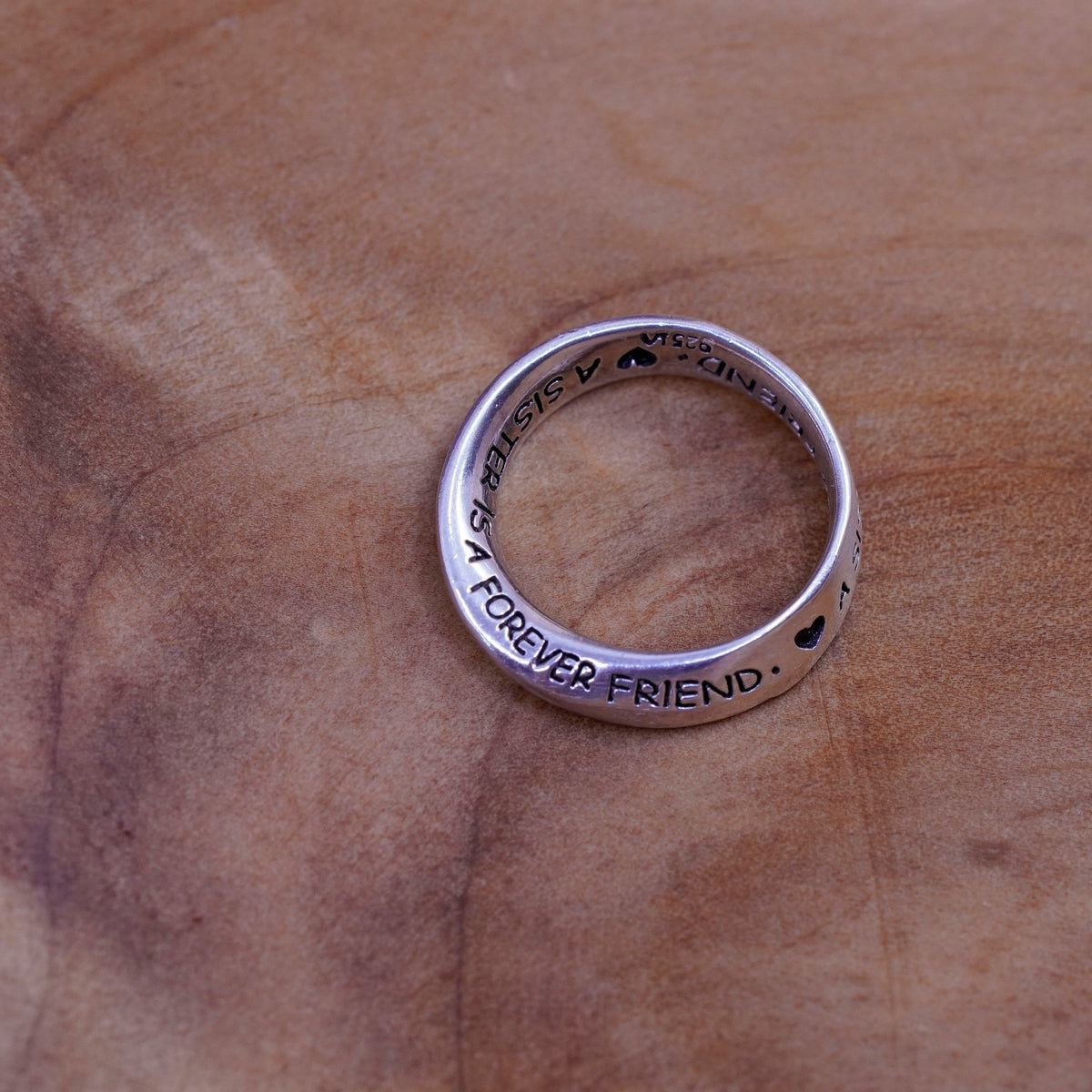 Sterling silver quote pendant, 925 circle embossed a sister is a forever friend