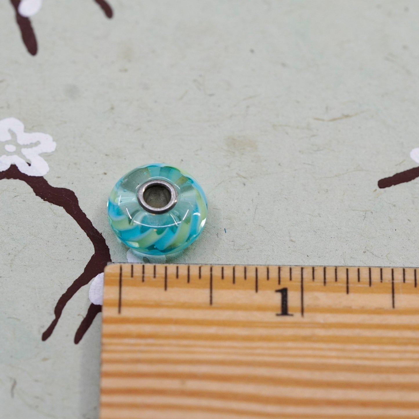 Vintage Sterling 925 silver handmade glass bead charm