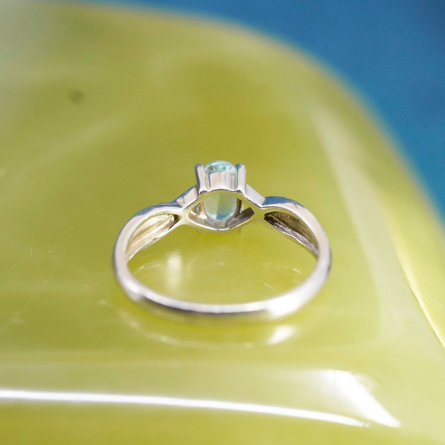 Size 6, vintage Sterling silver handmade ring, 925 stackable ring with topaz