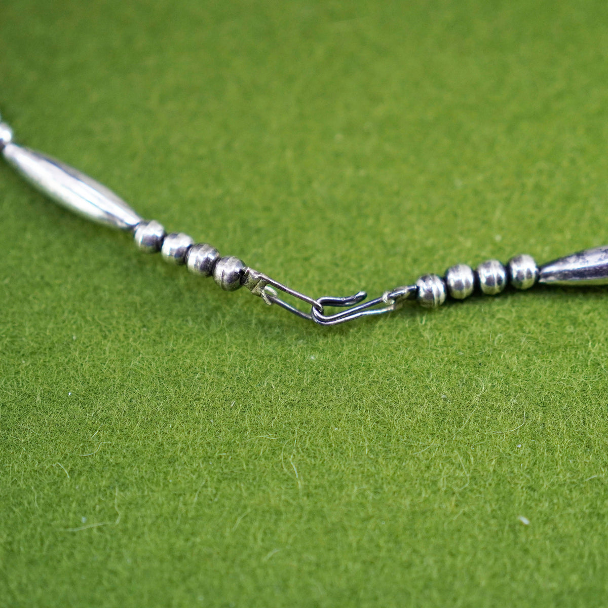 16”, Native American Navajo Sterling 925 silver necklace, 925 bone bead chain