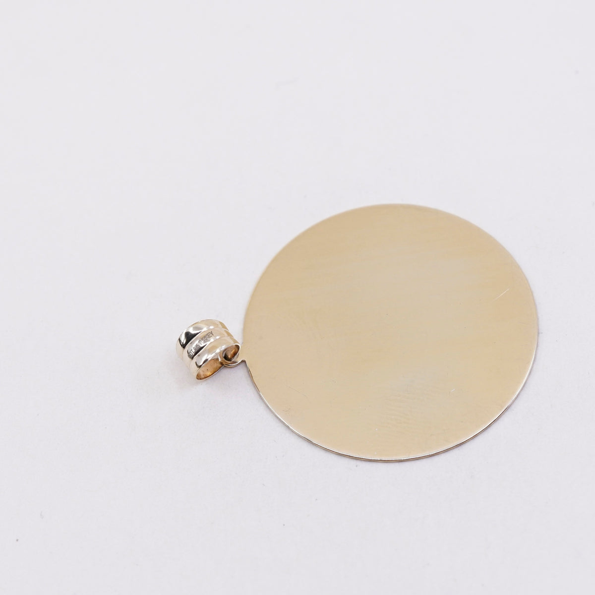 Vintage vermeil gold over sterling 925 silver handmade textured circle pendant
