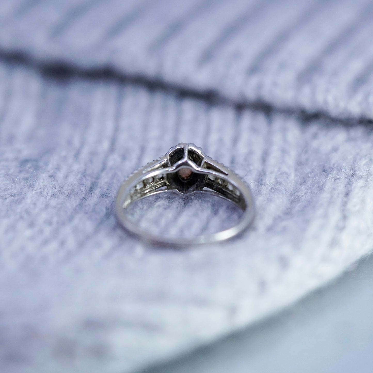 Size 7, vintage Sterling 925 silver handmade ring with opal and cz