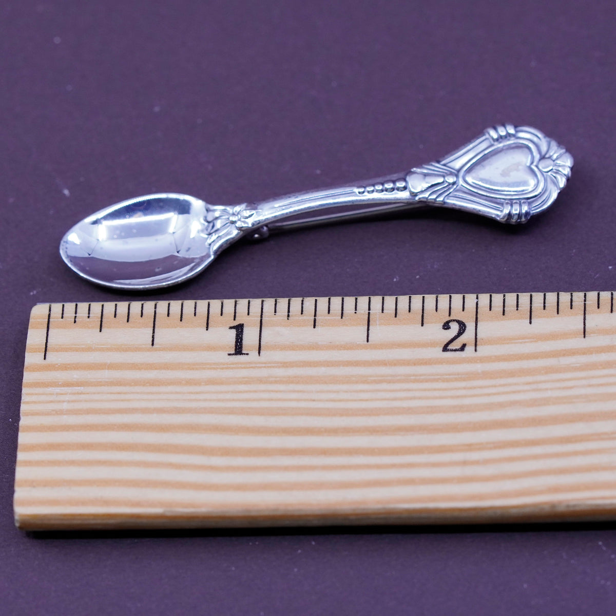 Vintage sterling silver handmade brooch, 925 spoon pin