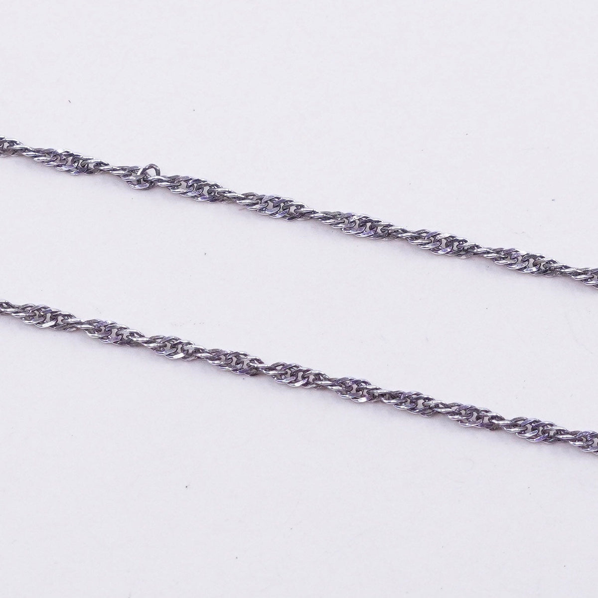 20” 1.6mm, vintage sterling silver necklace, 925 Singapore rope chain