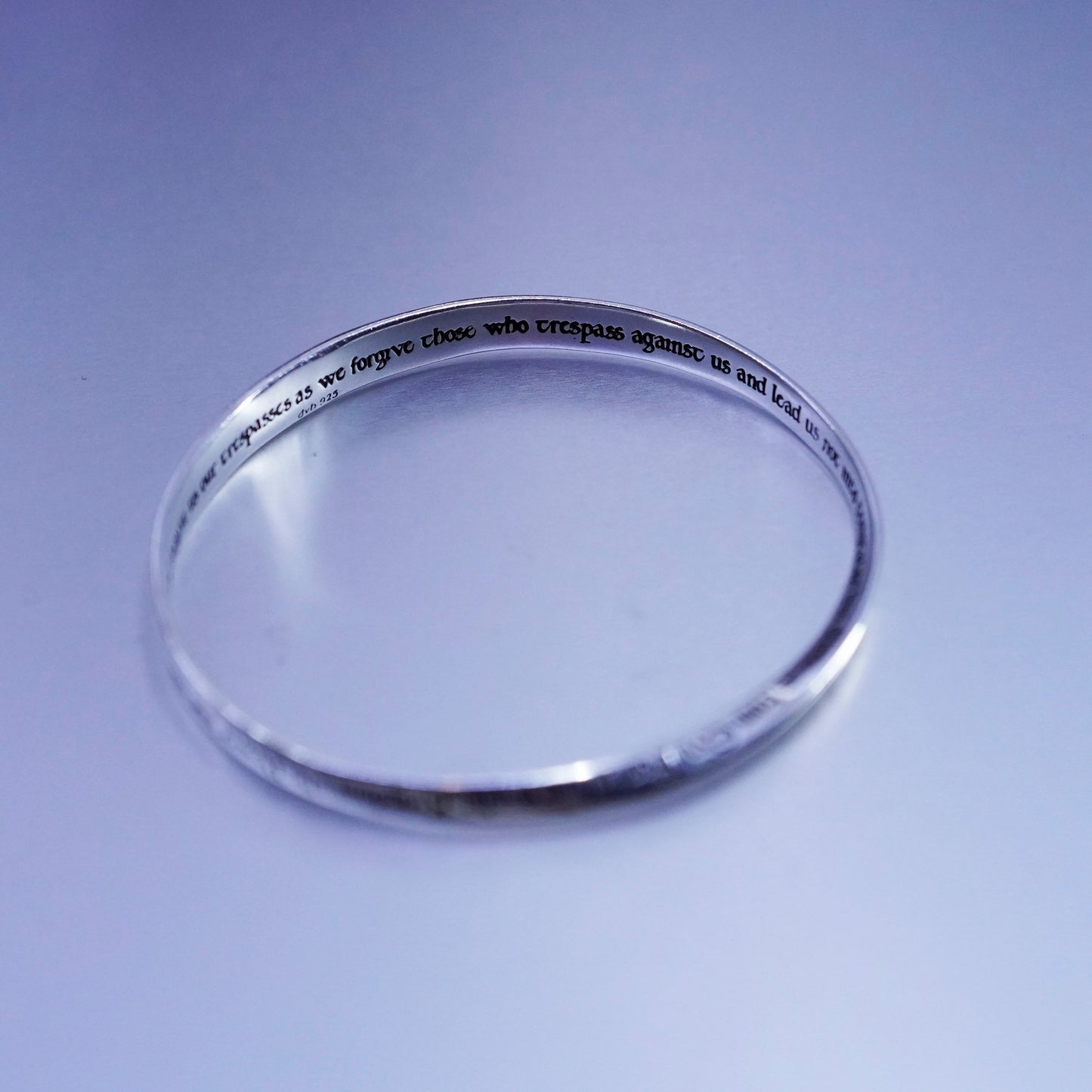 8”, DVB Sterling 925 silver bracelet, bible bangle “Our Father, art in heaven