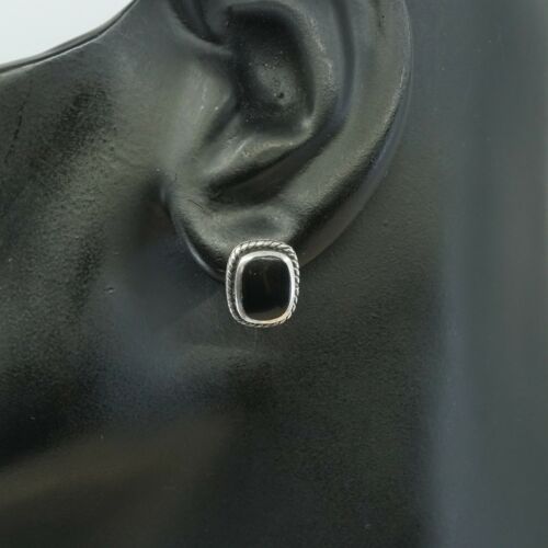 Vintage Sterling Silver Handmade Earrings, 925 Silver Studs W/ Obsidian