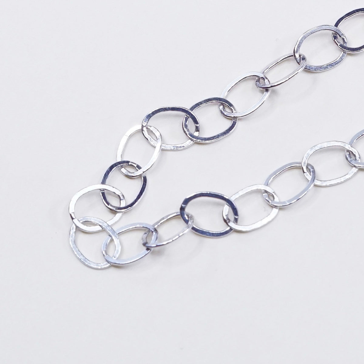 20”, 6mm, Vintage sterling silver flatten circle chain, Italy 925 necklace