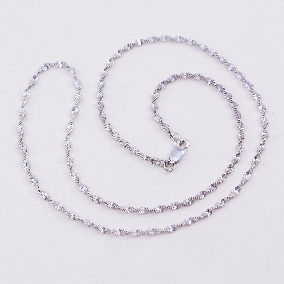 18”, 2mm, vintage Sterling silver necklace, 925 twisted herringbone chain