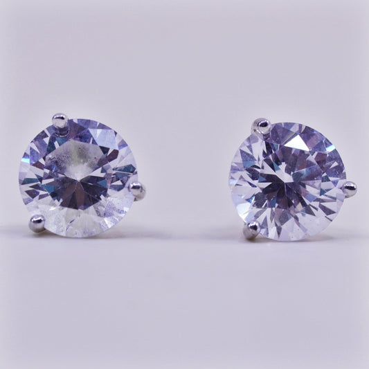 10mm, Vintage sterling silver genuine cz studs, fashion minimalist earrings