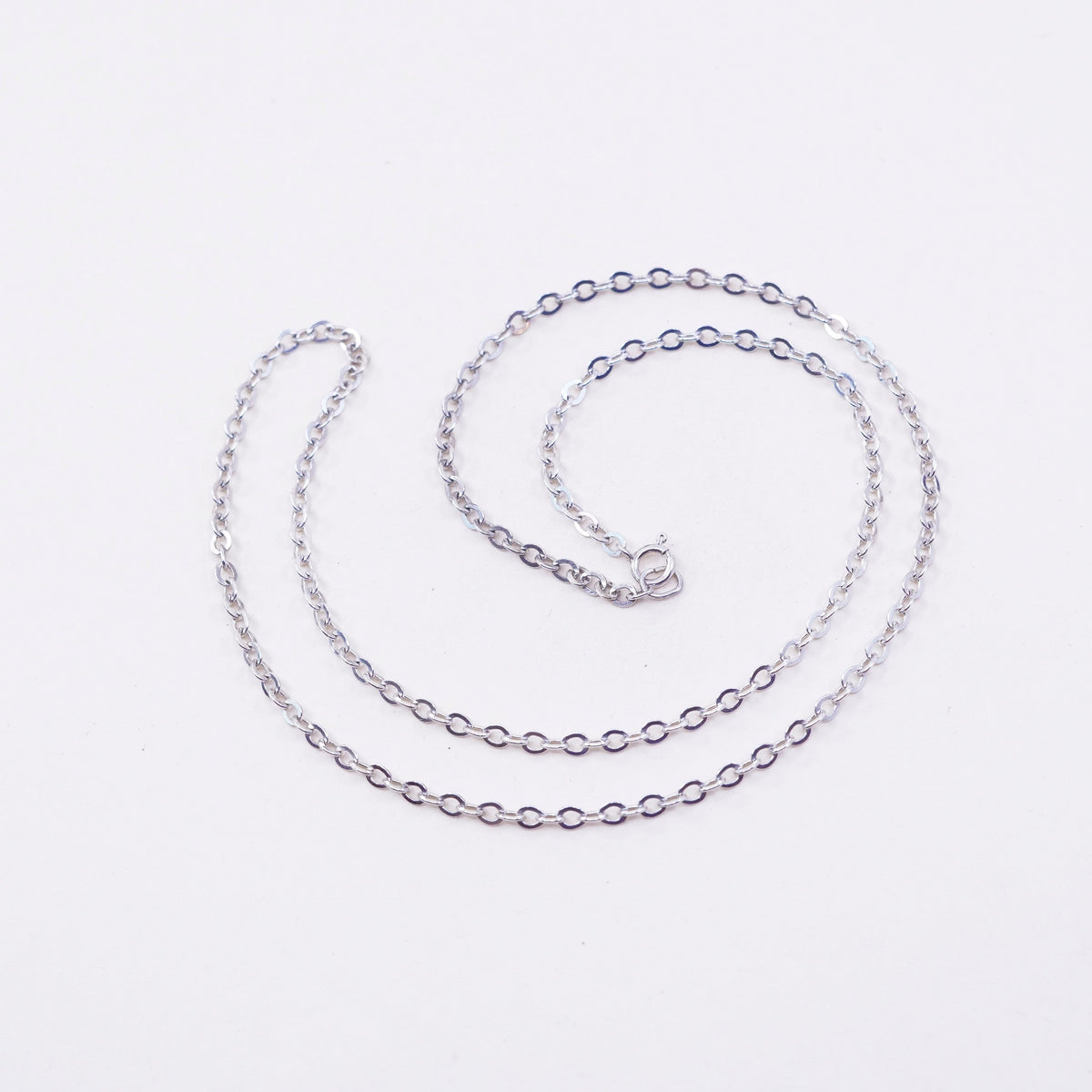 20”, 3mm, Vintage sterling silver flatten circle chain, Italy 925 necklace