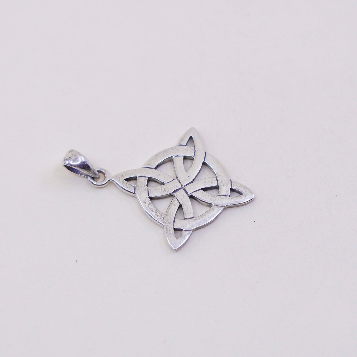 vtg PSCL sterling silver handmade pendant, 925 Irish Celtic knit filigree charm