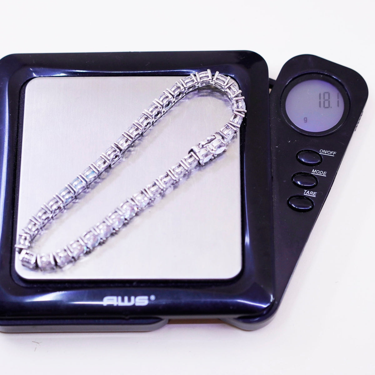 7”, Vintage Sterling 925 silver tennis bracelet with cz, Stamped 925
